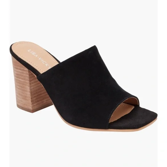 New in Box Nordstrom Block Heel Black Leather Mules size 7 - Picture 8 of 9